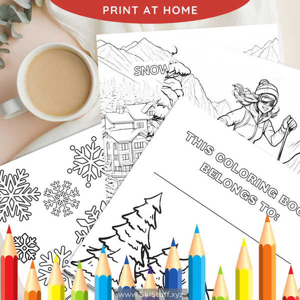 Mountain Magic Skiing Coloring Book, Instant Download