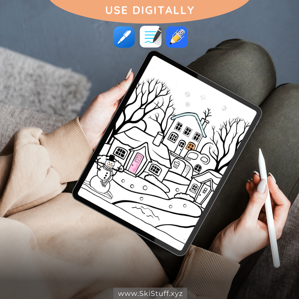 Winter Houses Kids Coloring Book Instant Download