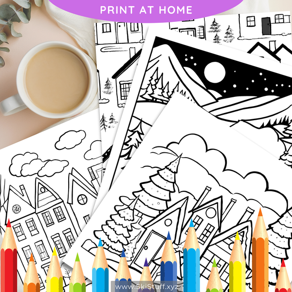 Winter Village Kids Coloring Book Instant Download