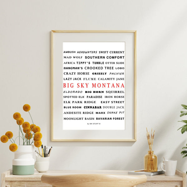 Big Sky Montana Ski Resort Trail Names - Digital Download