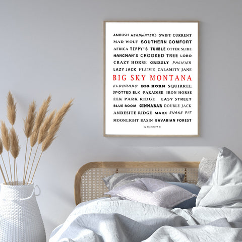 Big Sky Montana Ski Resort Trail Names - Digital Download