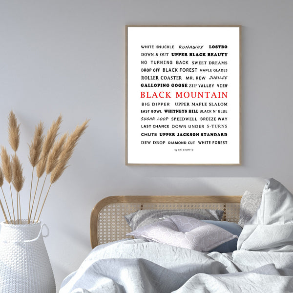 Black Mountain Maine Ski Resort Trail Names - Digital Download