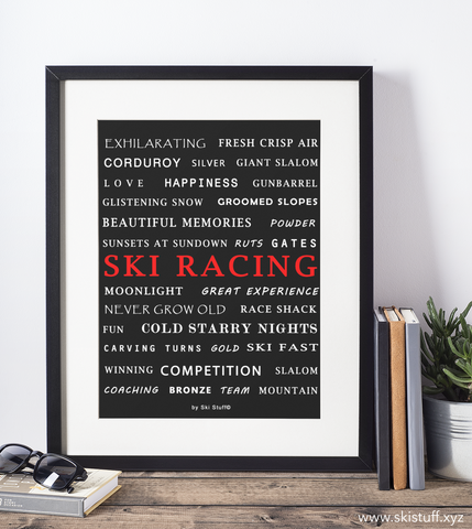 Ski Racing Black - Art Print